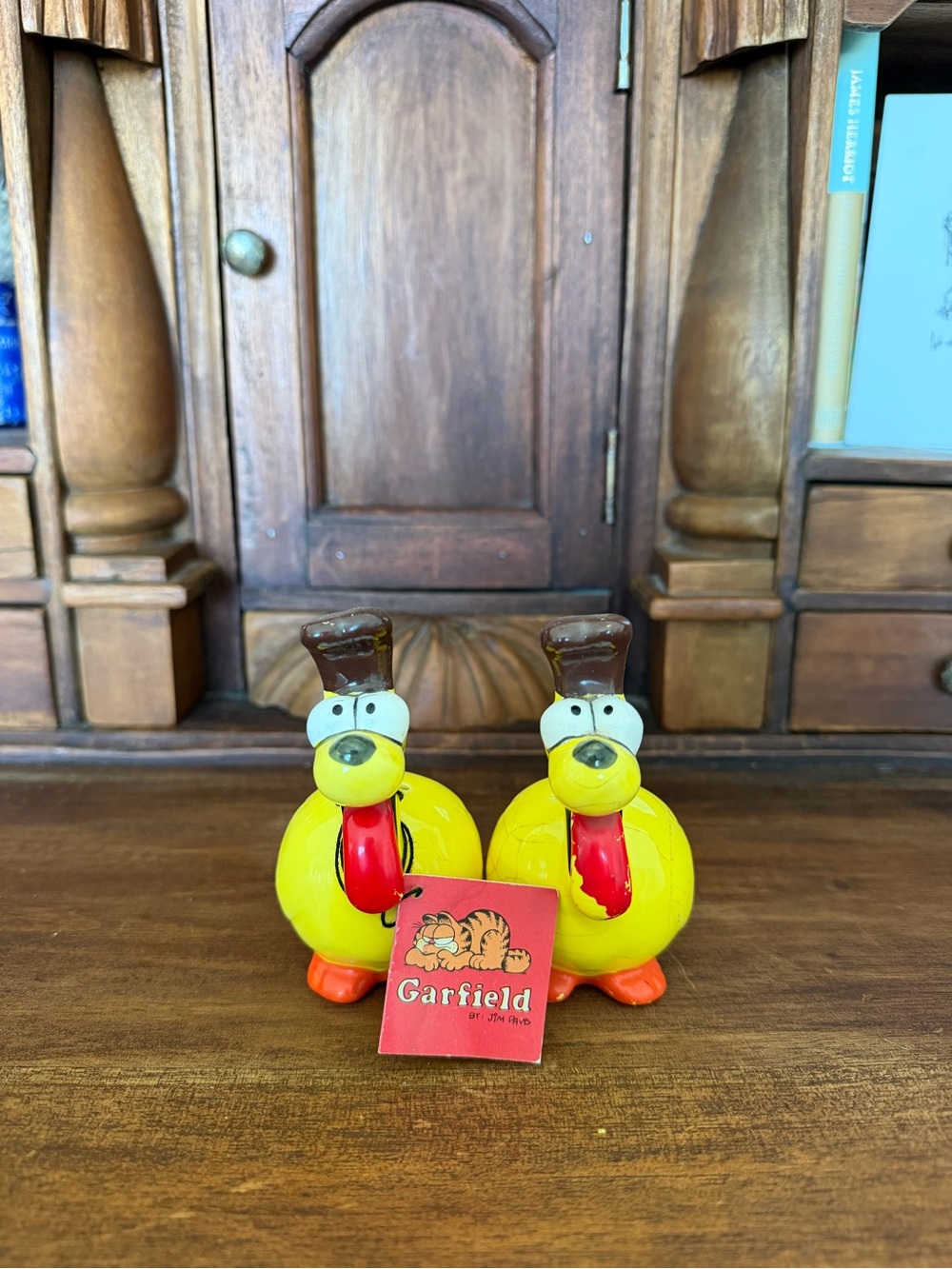 Vintage Enesco Garfield Odie Salt Pepper Shakers Original Tag Taiwan